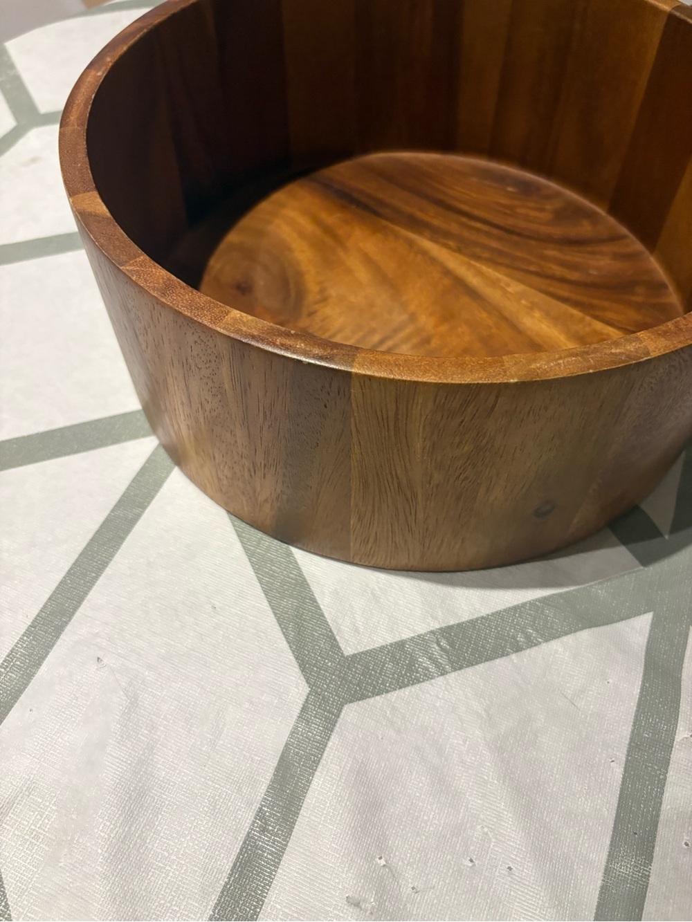 Teak Wooden Serving Bowl - Natural Brown
